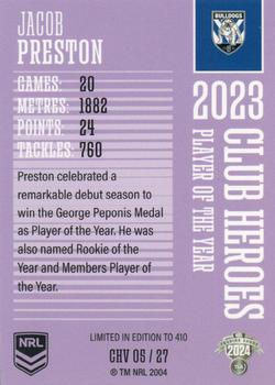 2024 NRL Traders Titanium - Club Heroes Violet #CHV05 Jacob Preston Back